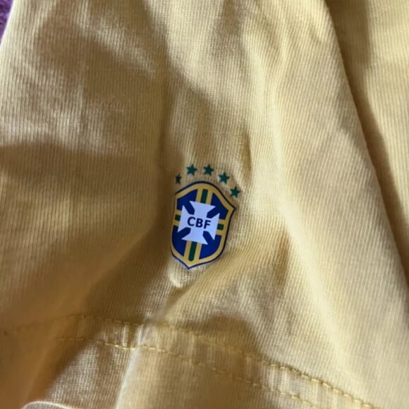 Men's Yellow Nike Brasil Shirt Size Large CBF Slim Fit Nike Better World Soccer - Picture 4 of 4